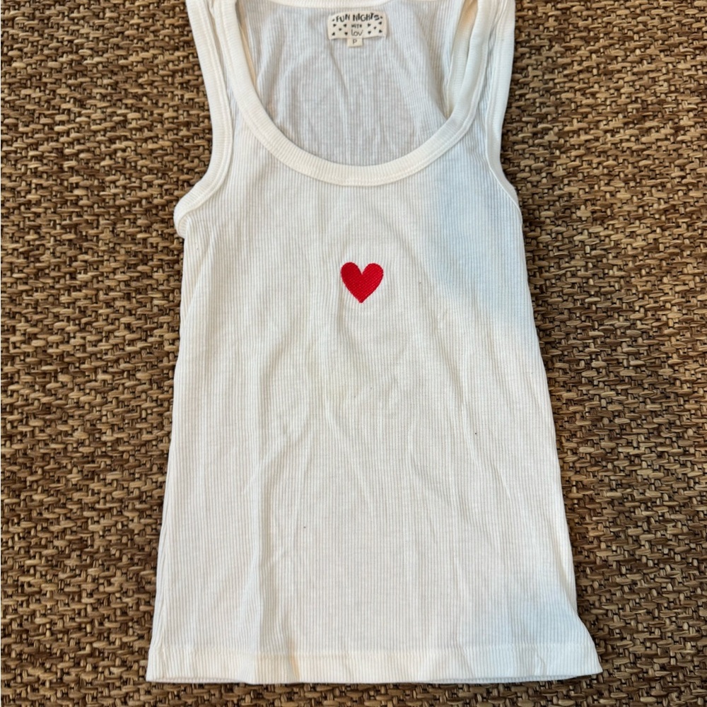White Tank Top with Red Heart